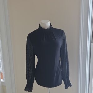 Talbots Black Lace Sleeve Blouse